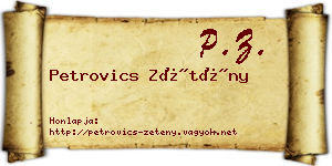 Petrovics Zétény névjegykártya